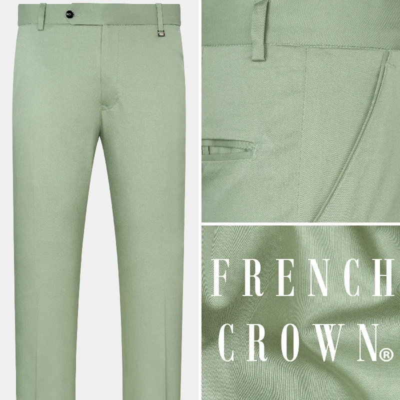 Asparagus Green with Horizontal Stitches Premium Cotton Pant