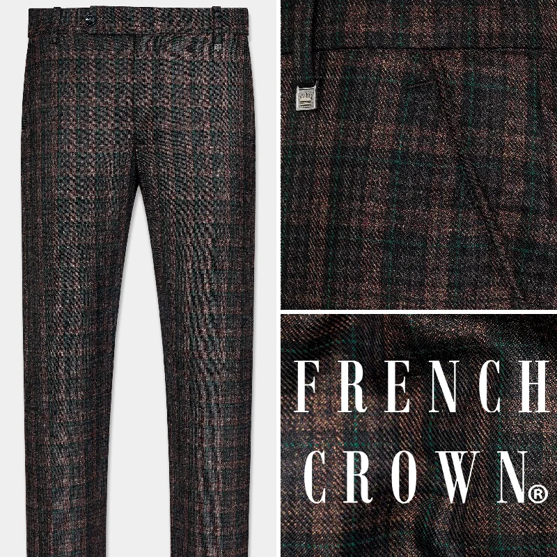 Bole Brown with Ebony Clay Black Plaid Wool Rich Pant