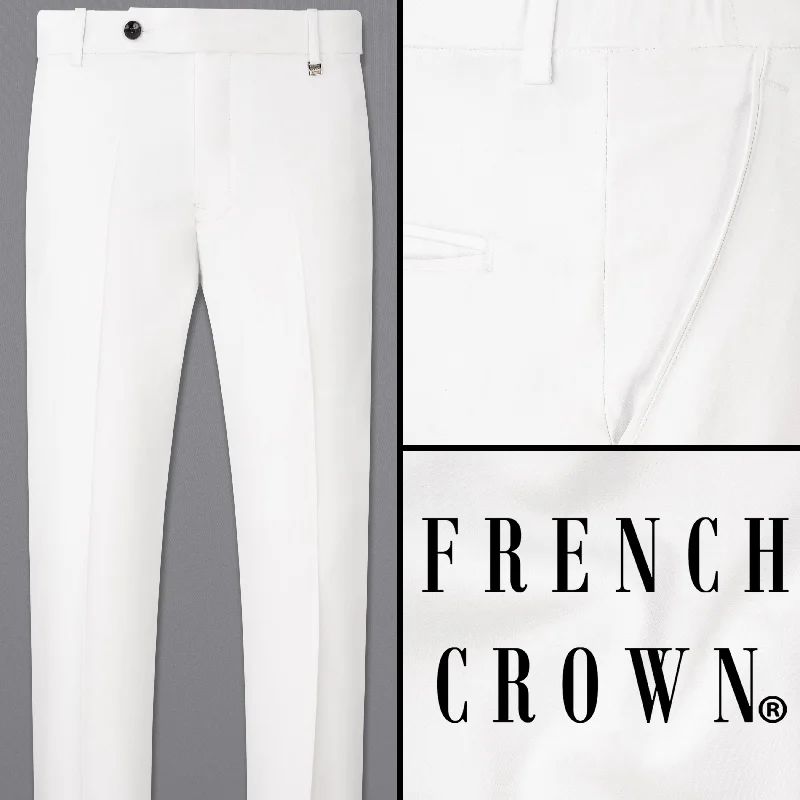 Bright White Solid Stretchable Waistband traveler Pant