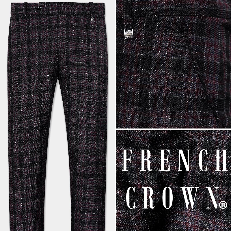 Byzantium Pink and Black Tweed Plaid Pant