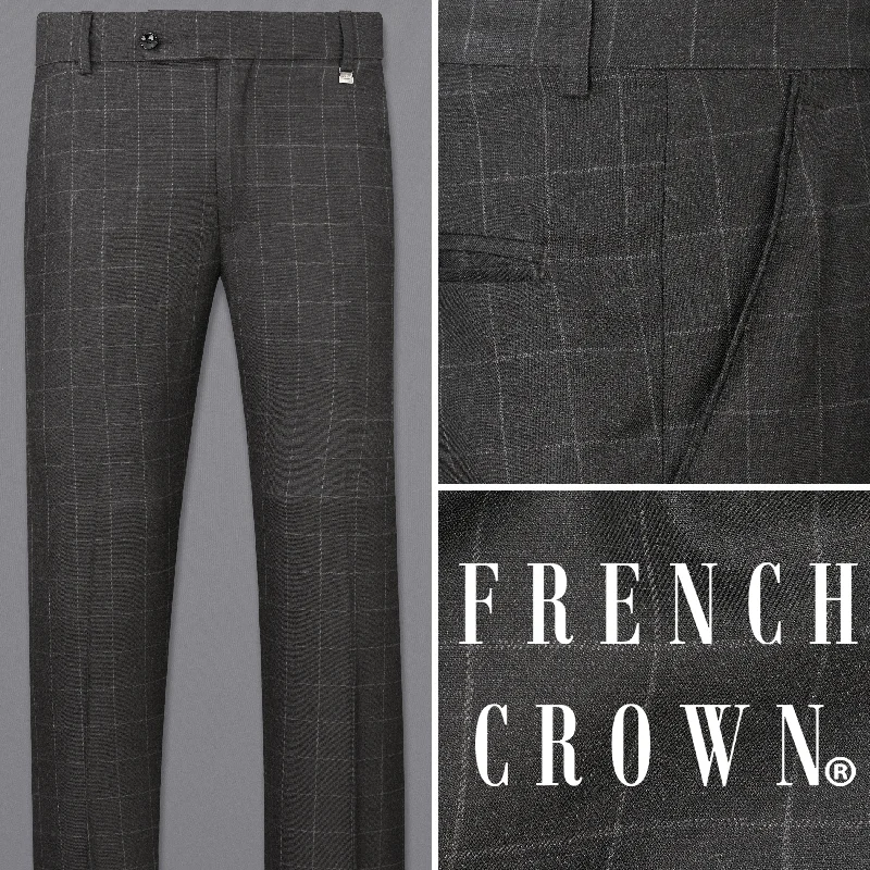 Charcoal Gray Windowpane Pants