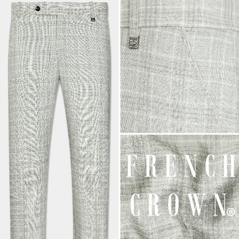 Cloud Gray Plaid Wool Rich Pant