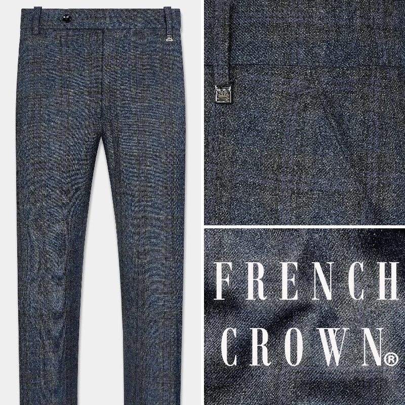 Ebony Clay Blue and Gravel Gray Plaid Tweed Pant