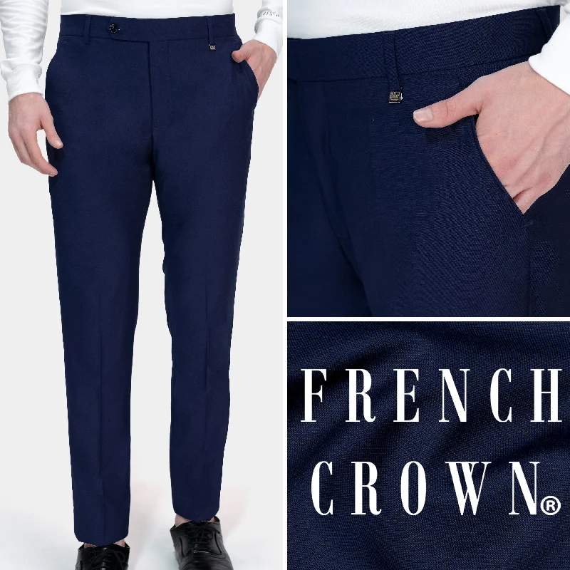 Ebony Clay Blue Wool Rich Pant