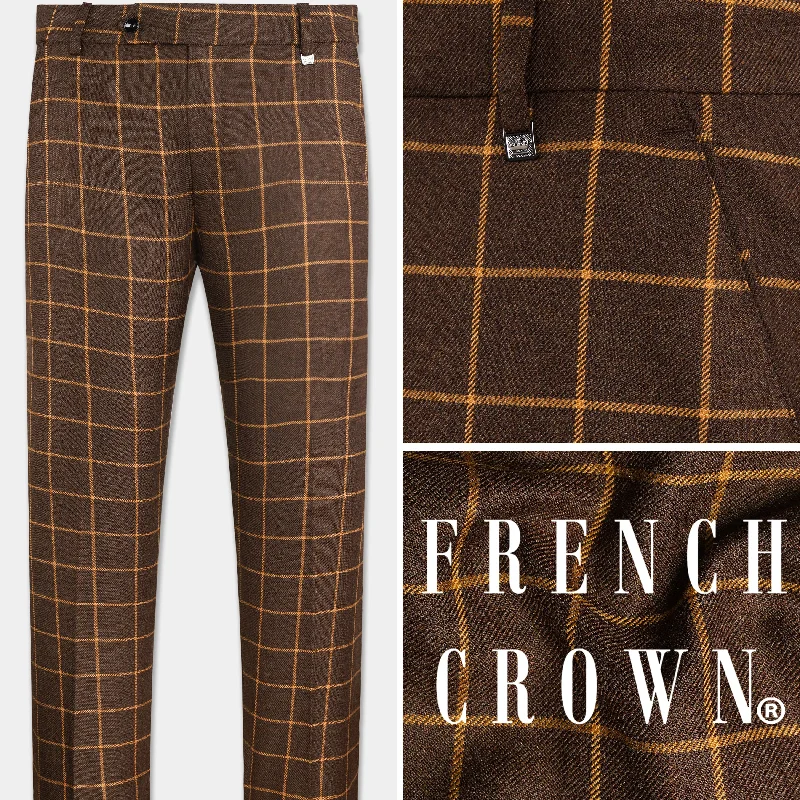 Eclipse Brown Windowpane Tweed Pant