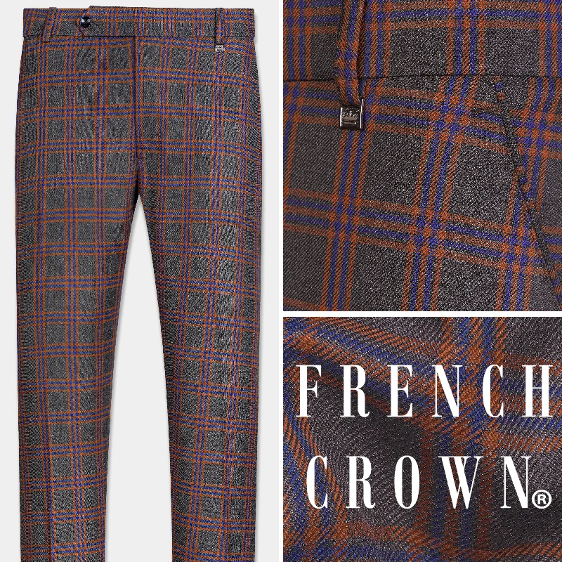 Emperor Gray and Russet Brown Plaid Tweed Pant