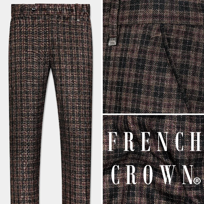 Ferra Brown and Black Plaid Tweed Pant