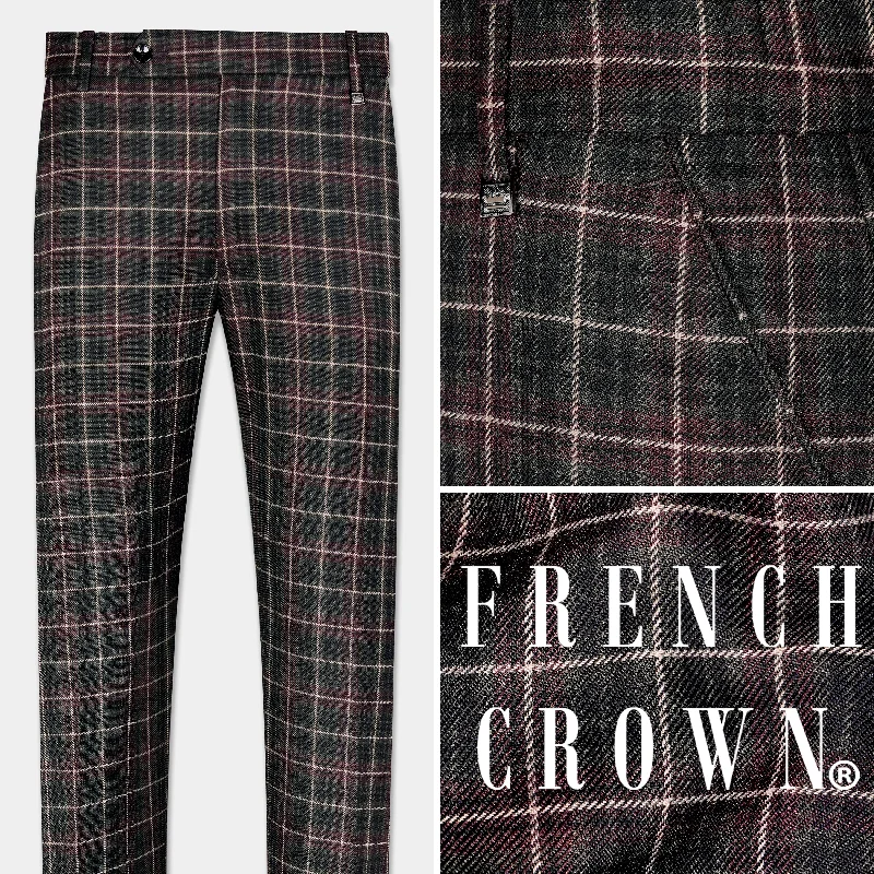 Fuscous Black and Rock Pink Plaid Tweed Pant