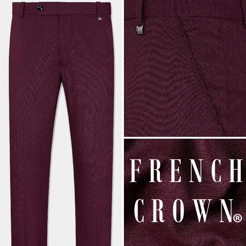 Magenta Maroon Wool Rich Stretchable Pant