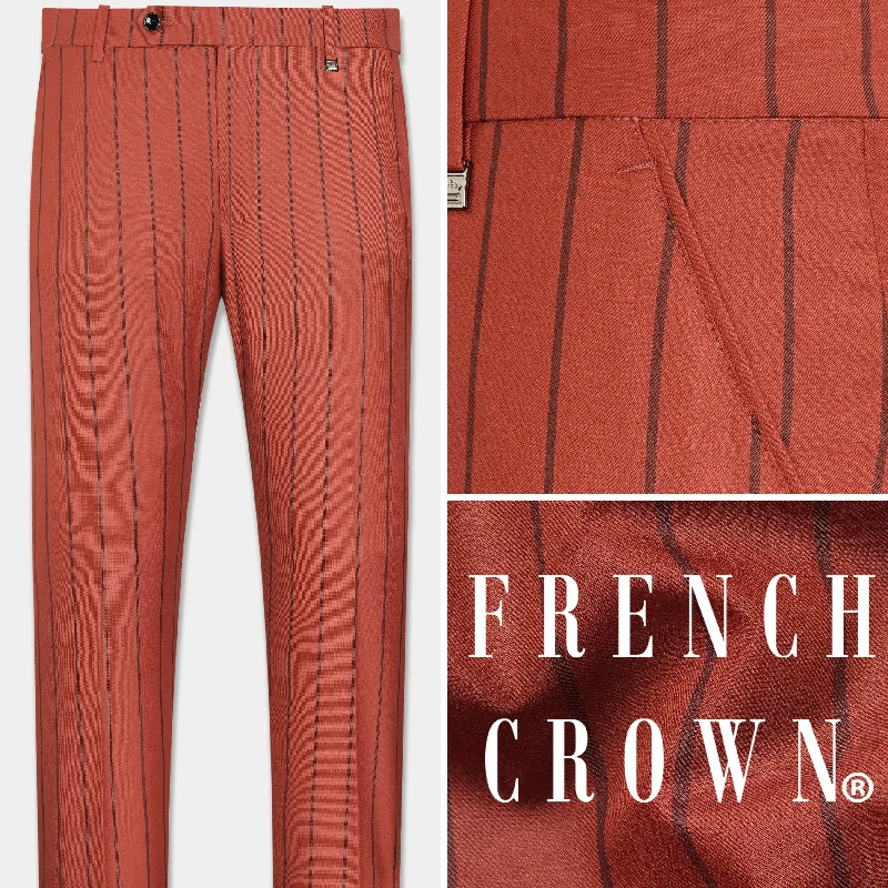 Mojo Red Striped Wool Rich Pant