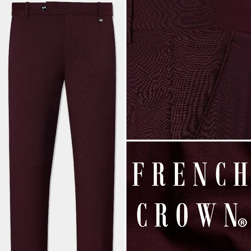 Umber Maroon Wool Rich Pant