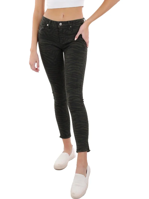 Womens Animal Print Skinny High-Waist Jeans