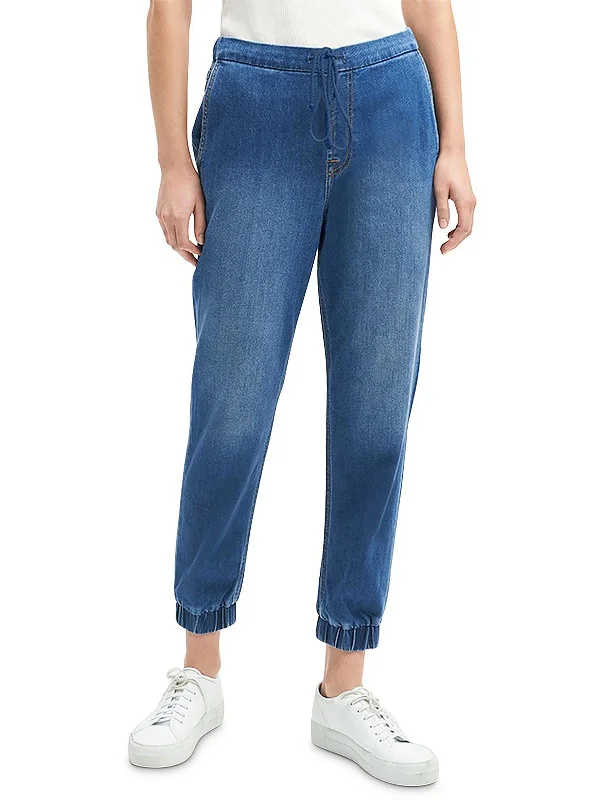 Womens Denim High-Waist Jogger Jeans