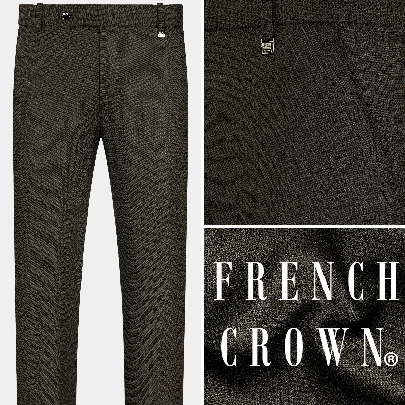 Zeus Brown Wool Rich Stretchable Pant