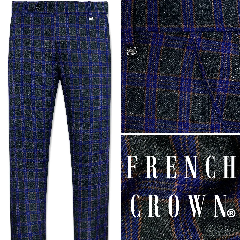 Zodiac Blue and Piano Green Plaid Tweed Pant