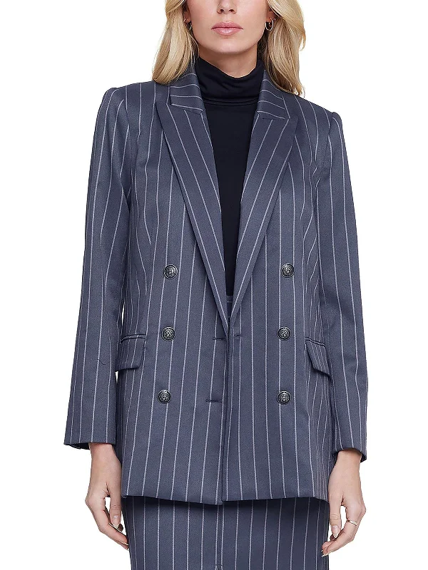 Aimee Womens Pinstripe Suit Separate Double-Breasted Blazer