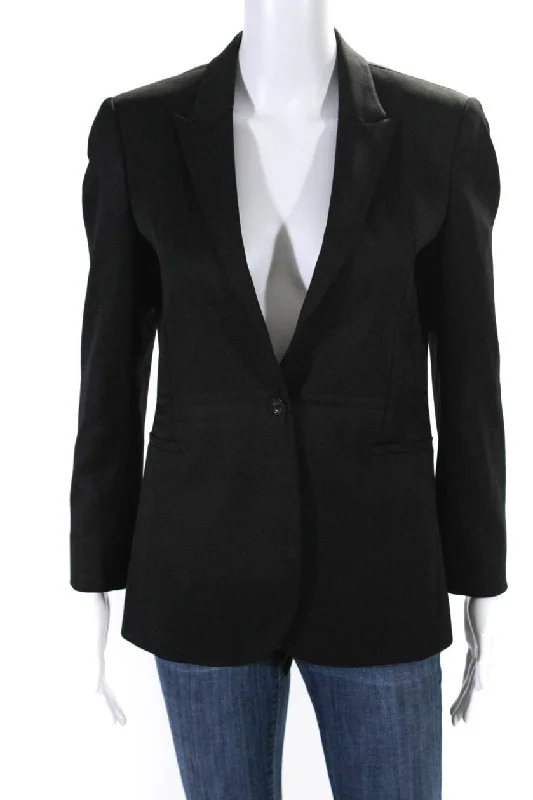 Gucci Womens Single Button Narrow Lapel Blazer Jacket Black Wool