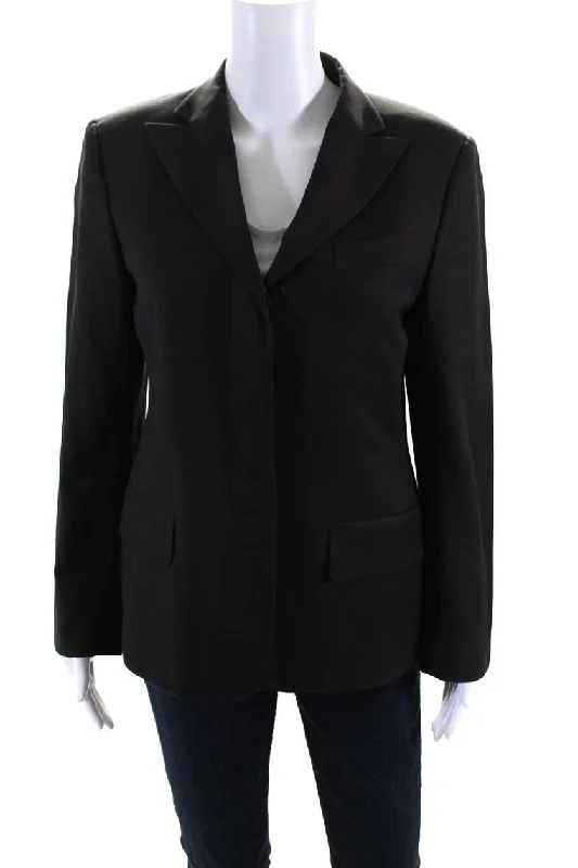 Gucci Womens Three Button Blazer Jacket Gray Wool