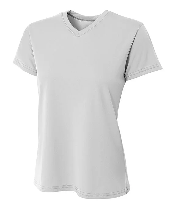 NW3402 - A4 Ladies Sprint Performance V-Neck T-Shirt | Silver