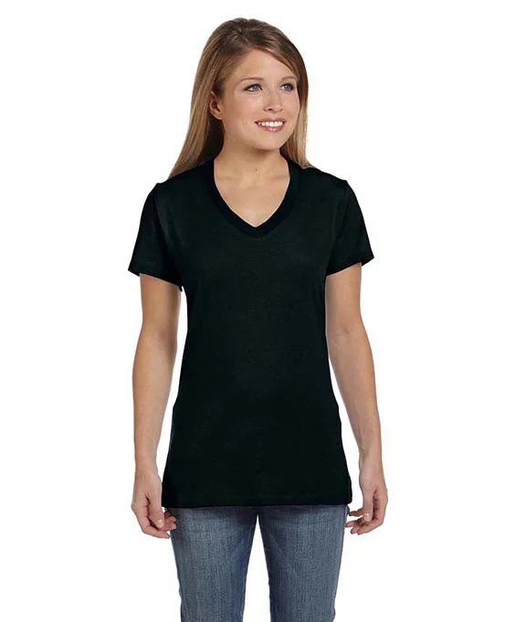 S04V - Hanes Ladies nano-T® V-Neck T-Shirt | Black