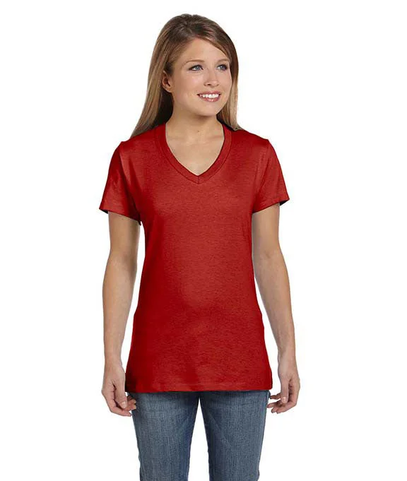 S04V - Hanes Ladies nano-T® V-Neck T-Shirt | Deep Red