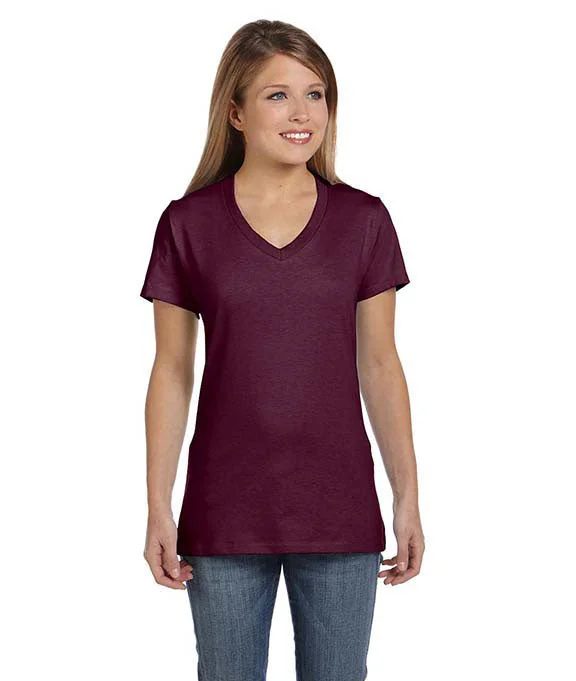 S04V - Hanes Ladies nano-T® V-Neck T-Shirt | Maroon