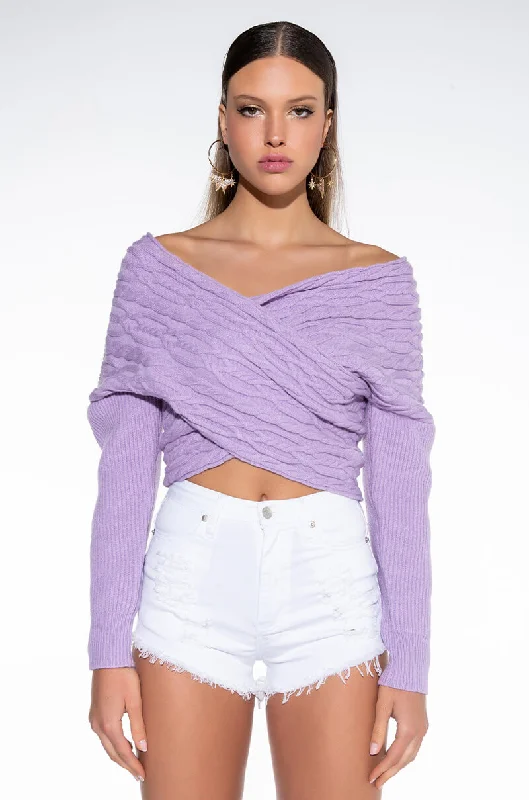 BELIEVE IT OFF THE SHOULDER KNIT SWEATER