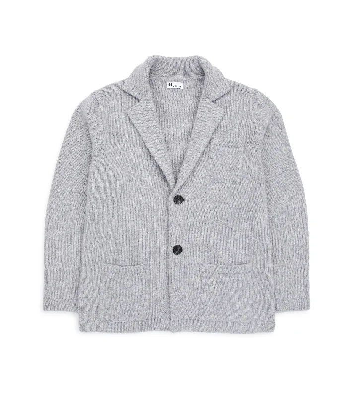 Doppiaa Aalviero Wool Knit Cardigan Jacket: Grey