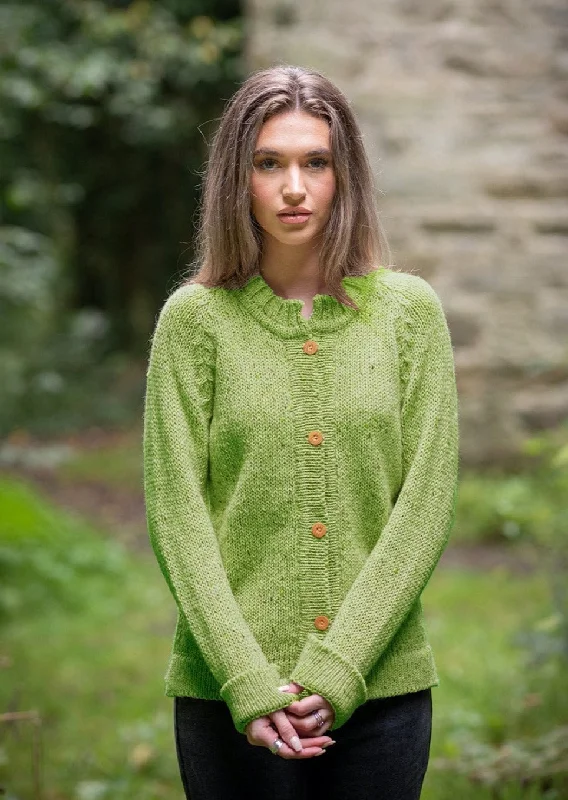 Ladies 4 Button Donegal Wool Cardigan | Green