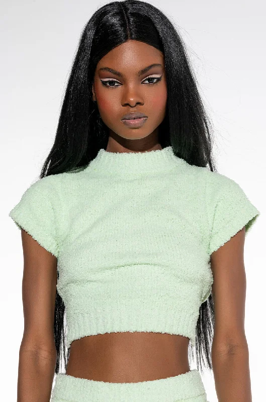 LIL CUTIE OPEN BACK MOCK NECK CROPPED SWEATER