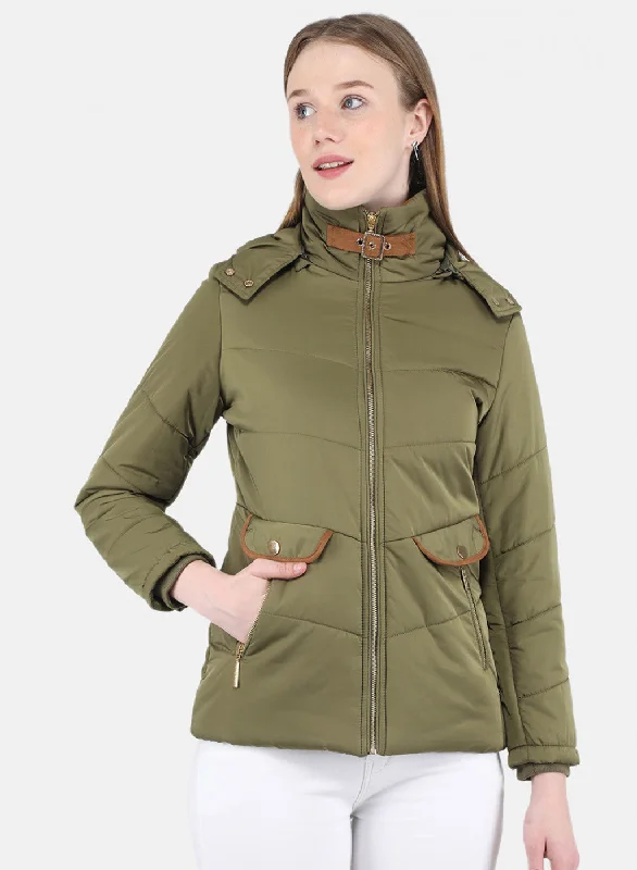 Women Green Solid Jacket