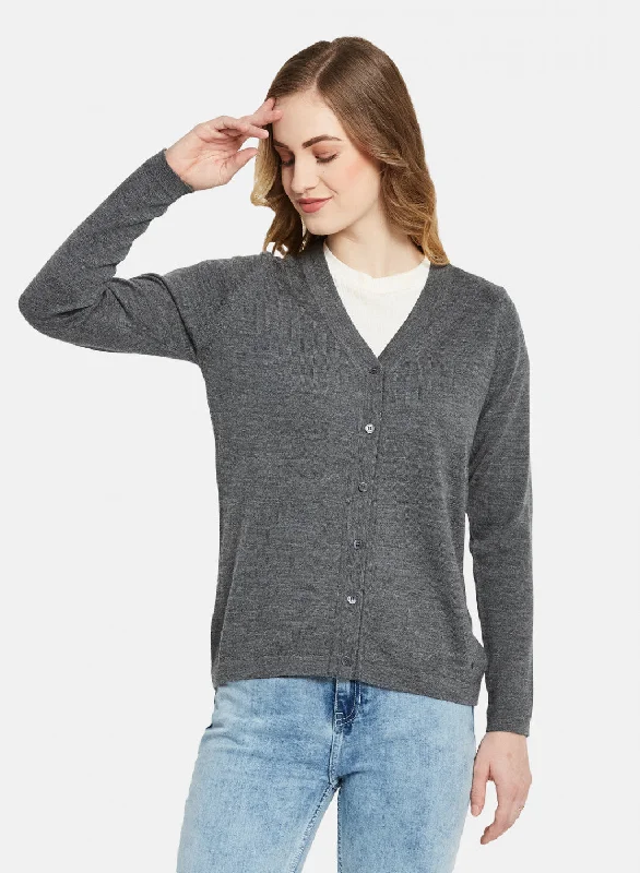 Women Grey Solid Cardigan