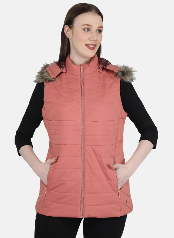 Women Pink Solid Jacket