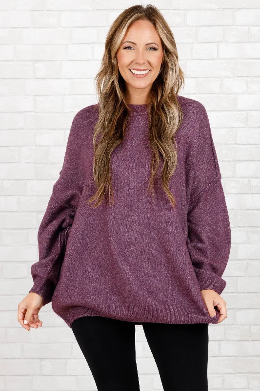 Too Comfy Sweater, Heather Eggplant