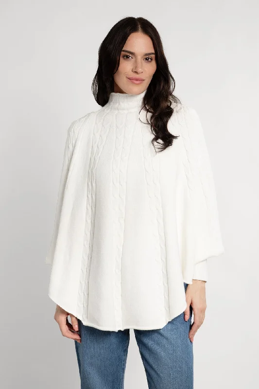 Turtleneck Sweater Cable Knit Poncho