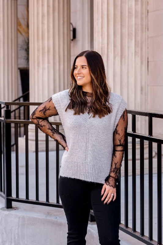 Gemma V-Neck Sweater Vest | Grey