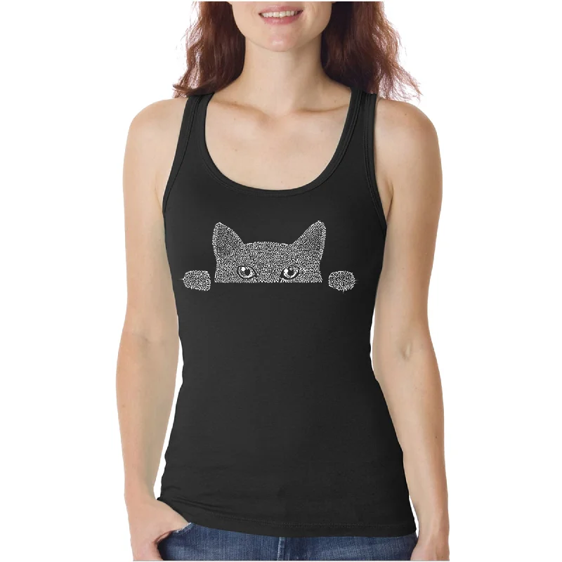 Peeking Cat  - Women's Word Art Tank Top