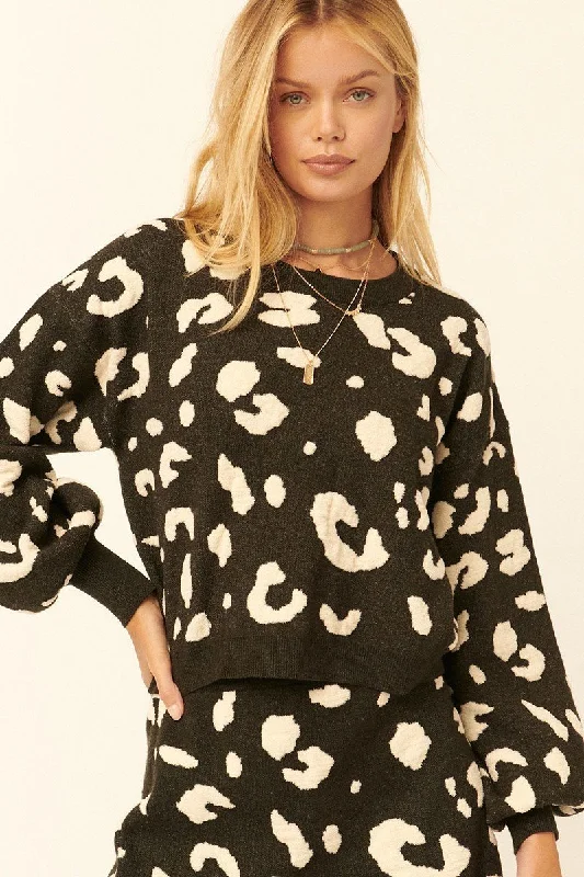 Hot Girl Luana Leopard Pullover Sweater In Black