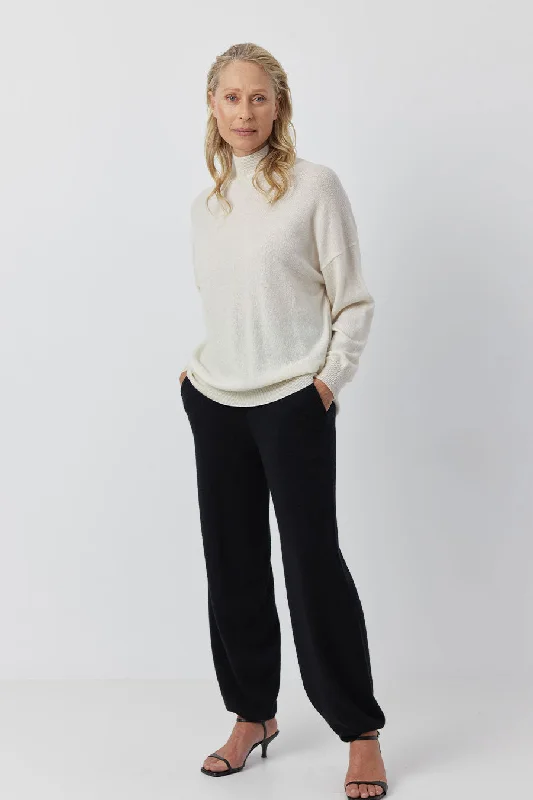 Relaxed Cashmere Mock Sweater - Cream