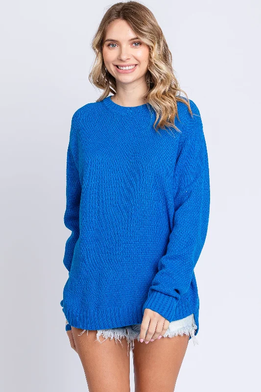 Royal Blue Knit Pullover Sweater