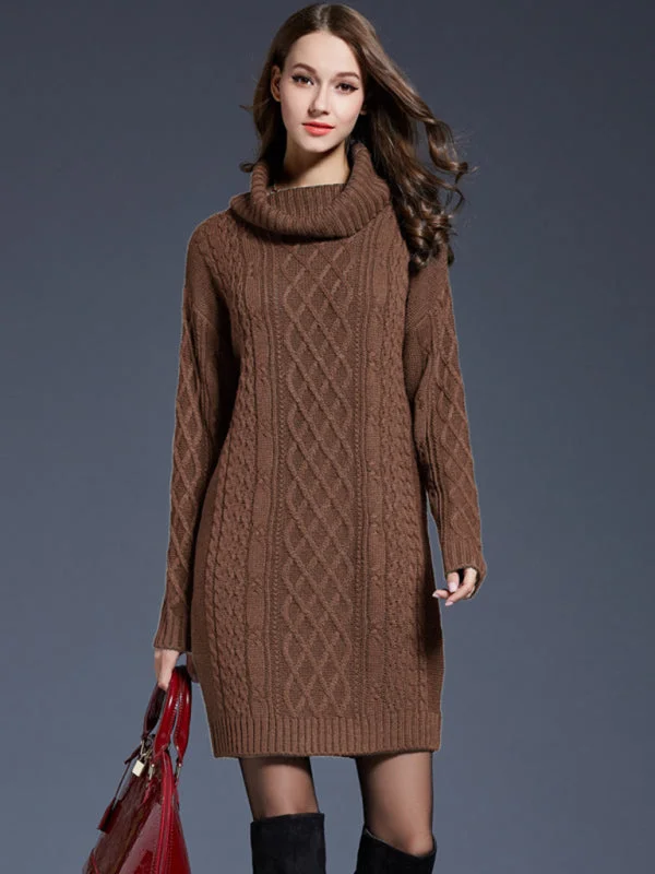 Blue Zone Planet |  turtleneck long sleeve loose sweater dress