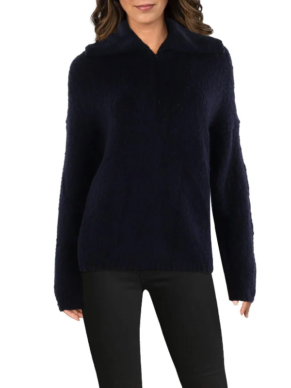 Womens Wool 1/4 Zip Pullover Sweater